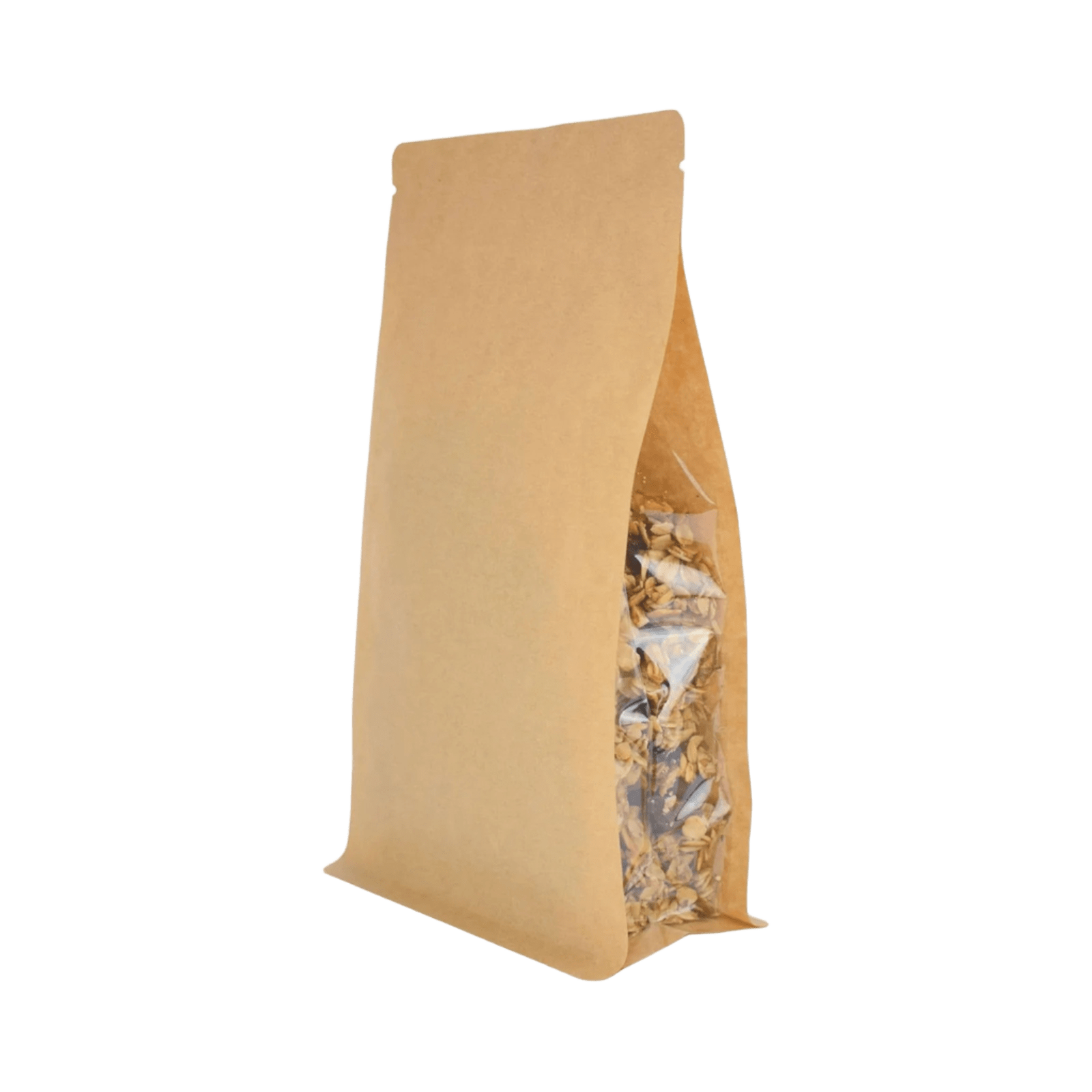 Box dno zip vrećice kraft s prozirnim bočnim utorima 110x65x185mm (250 g)